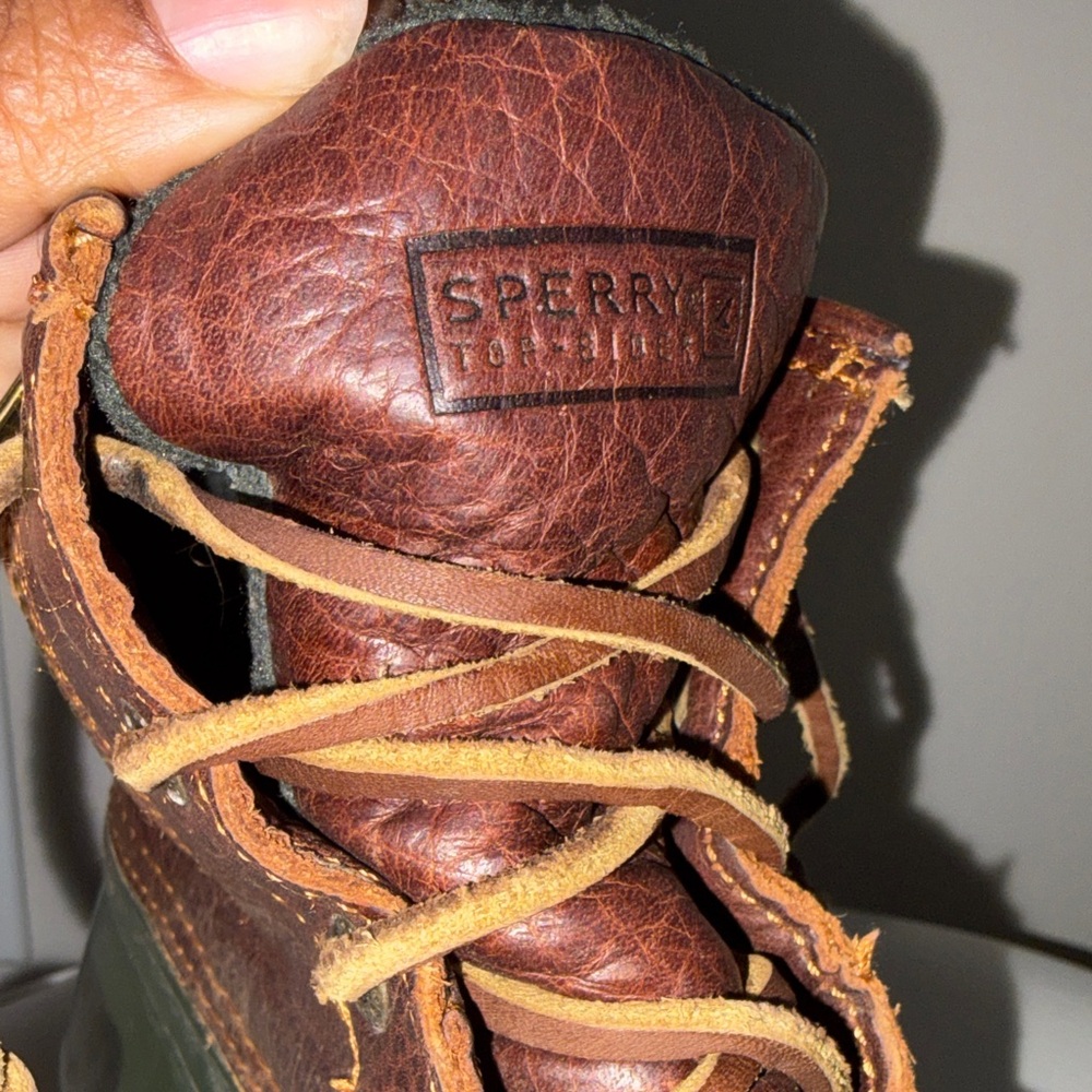 Sperry Women's Forest Green and Chestnut  Duck Boots - Picture 7 of 8